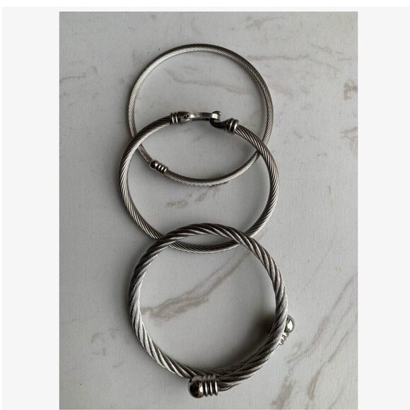 Jewelry - Silver Cable Twisted Wired  Bracelet  Three pieces Set Silver  Plated